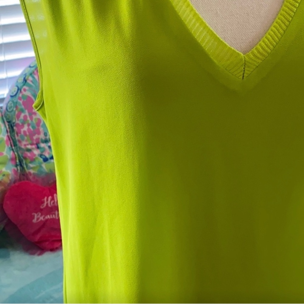 GS Michael Kors Bright Green Sleeveless Summer light weight Top Shirt Tunic Lg - Picture 5 of 13